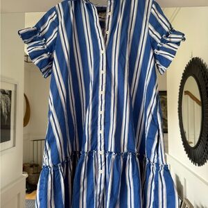 J. Crew Blue and White Striped Button-Up Top